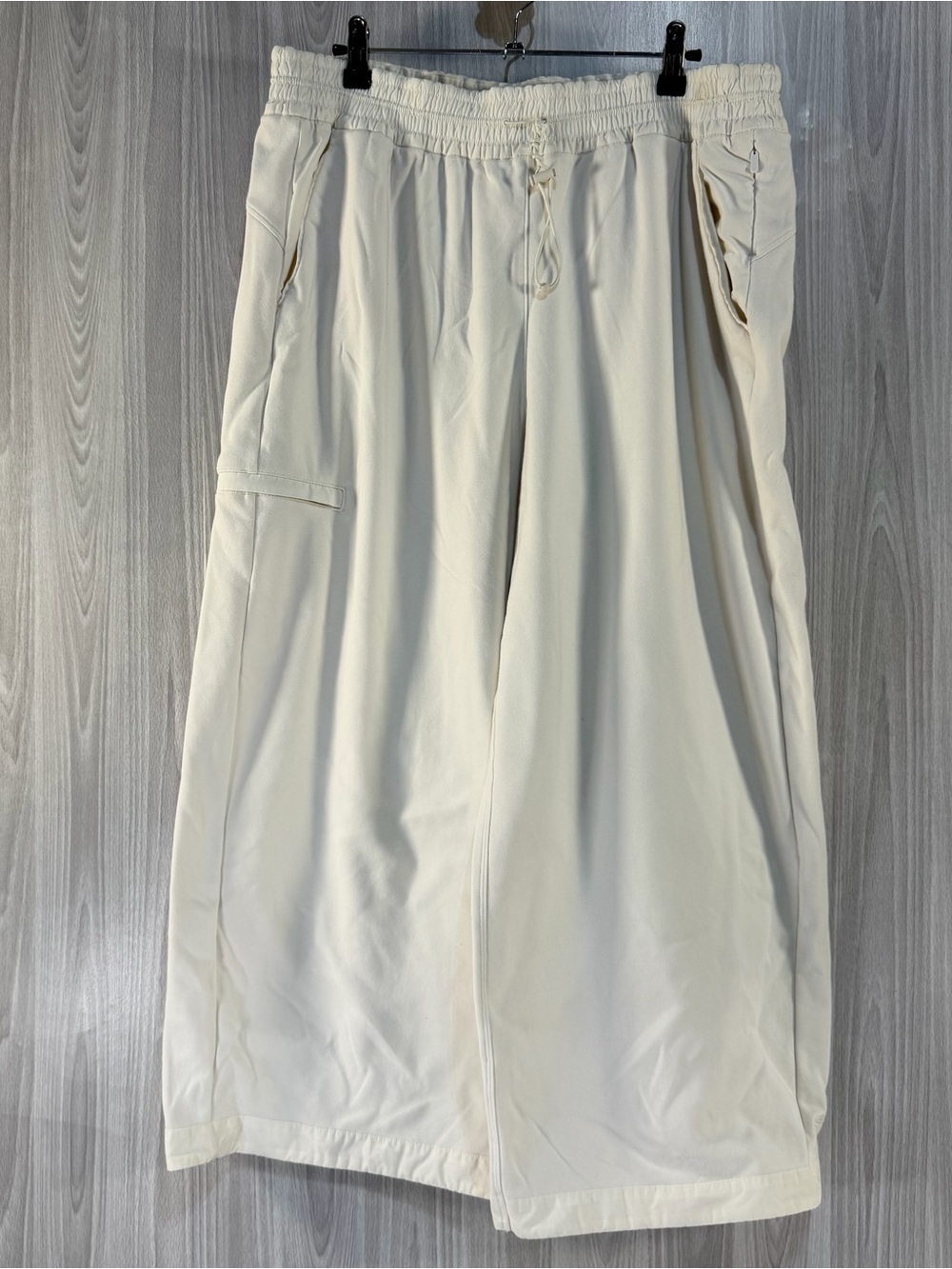 Athleta Wide Leg‎ Draw String Sweat Track Pants Cream Ivory Women’s Sz XL Cozy
